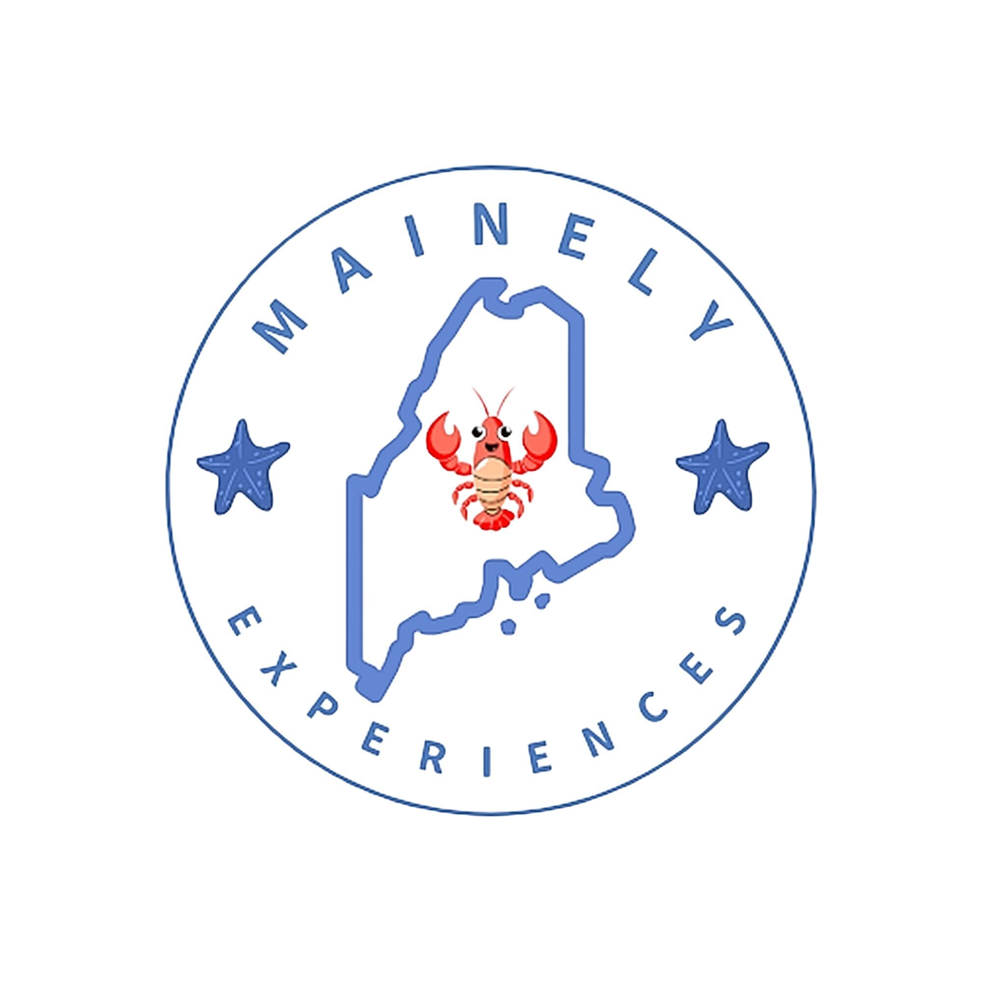 Logo featuring Maine state outline with stars and text.