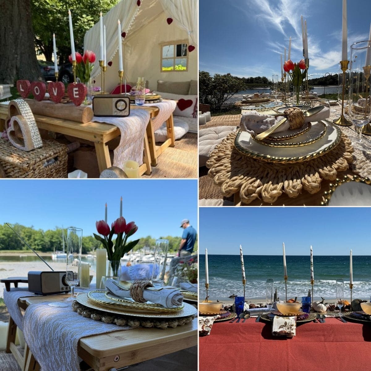 Romantic coastal picnic with ocean views and curated food in Maine