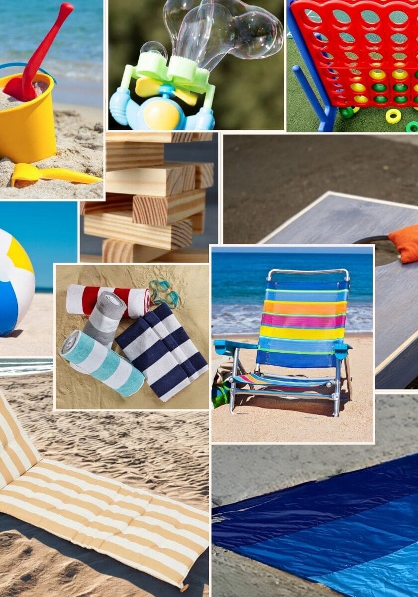 Guests enjoying a coastal beach experience in Maine with lounge seating and outdoor activities